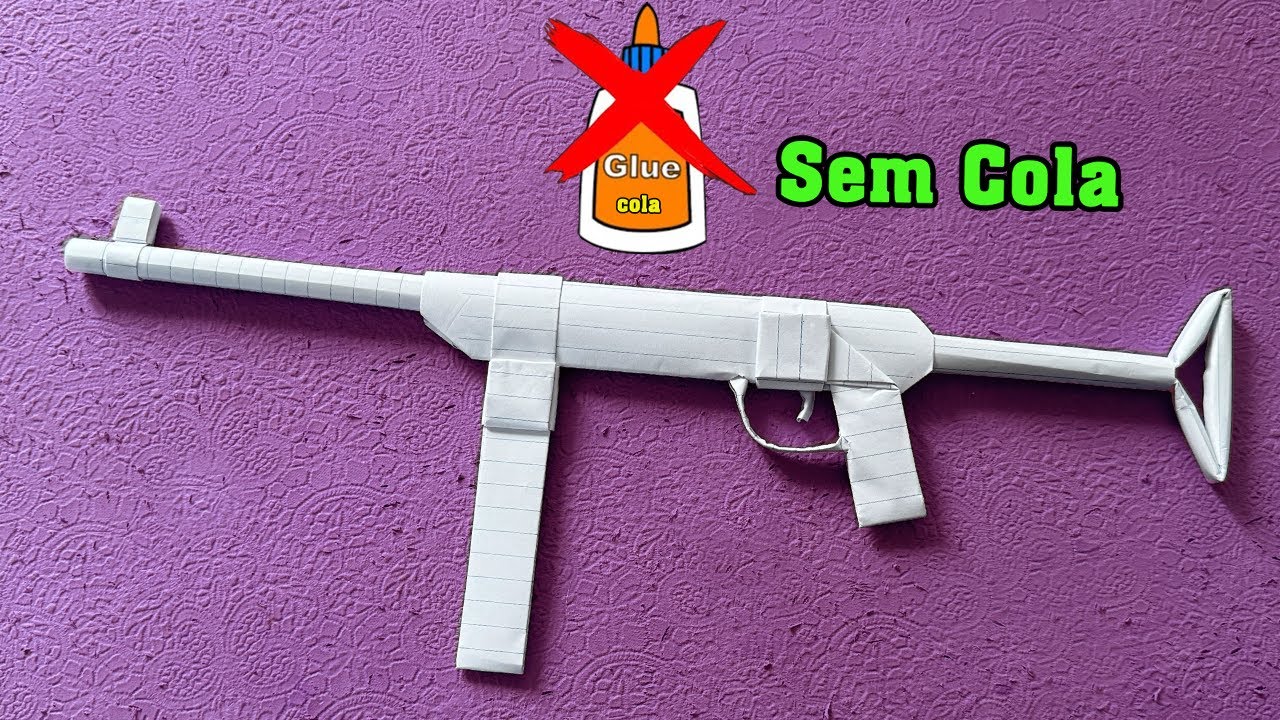 Origami arma, Como fazer arminha de papel sem cola (MP40)