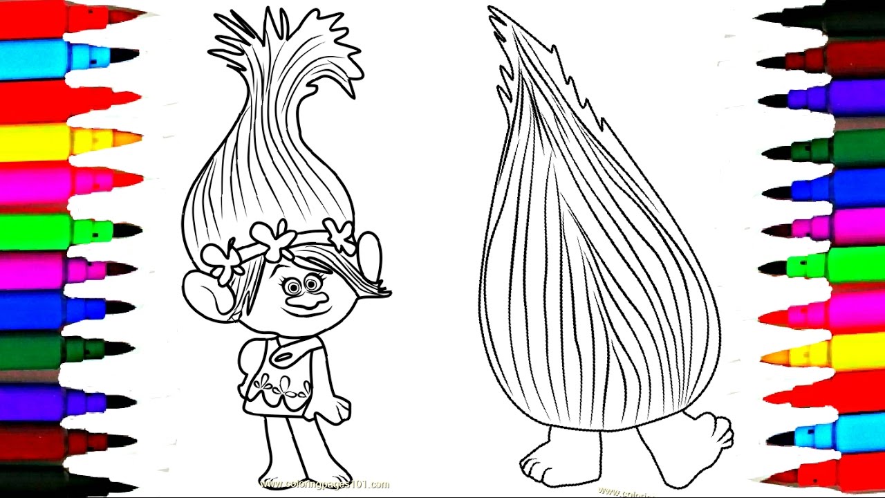 How To Paint Dreamworks TROLLS l Colouring Pages Videos for Kids l Brilliant Colored Pen Markers