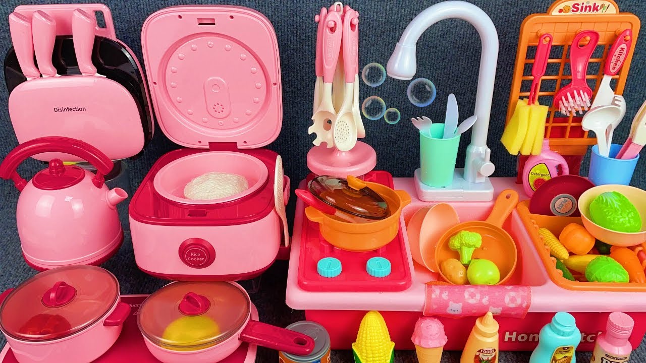 10 Minutes Satisfying with Unboxing Kitchen Sink Pool Dishes Set Review Toys | ASMR 