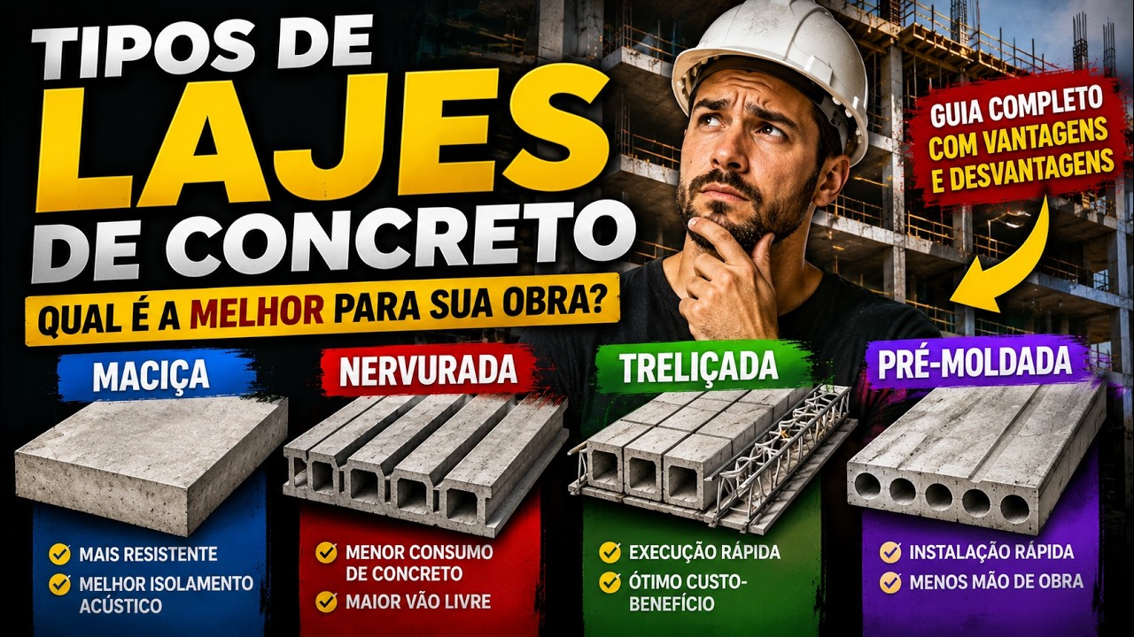 🏗️ Tipos de Lajes de Concreto: Nervurada, Maciça, Treliçada e Mais!