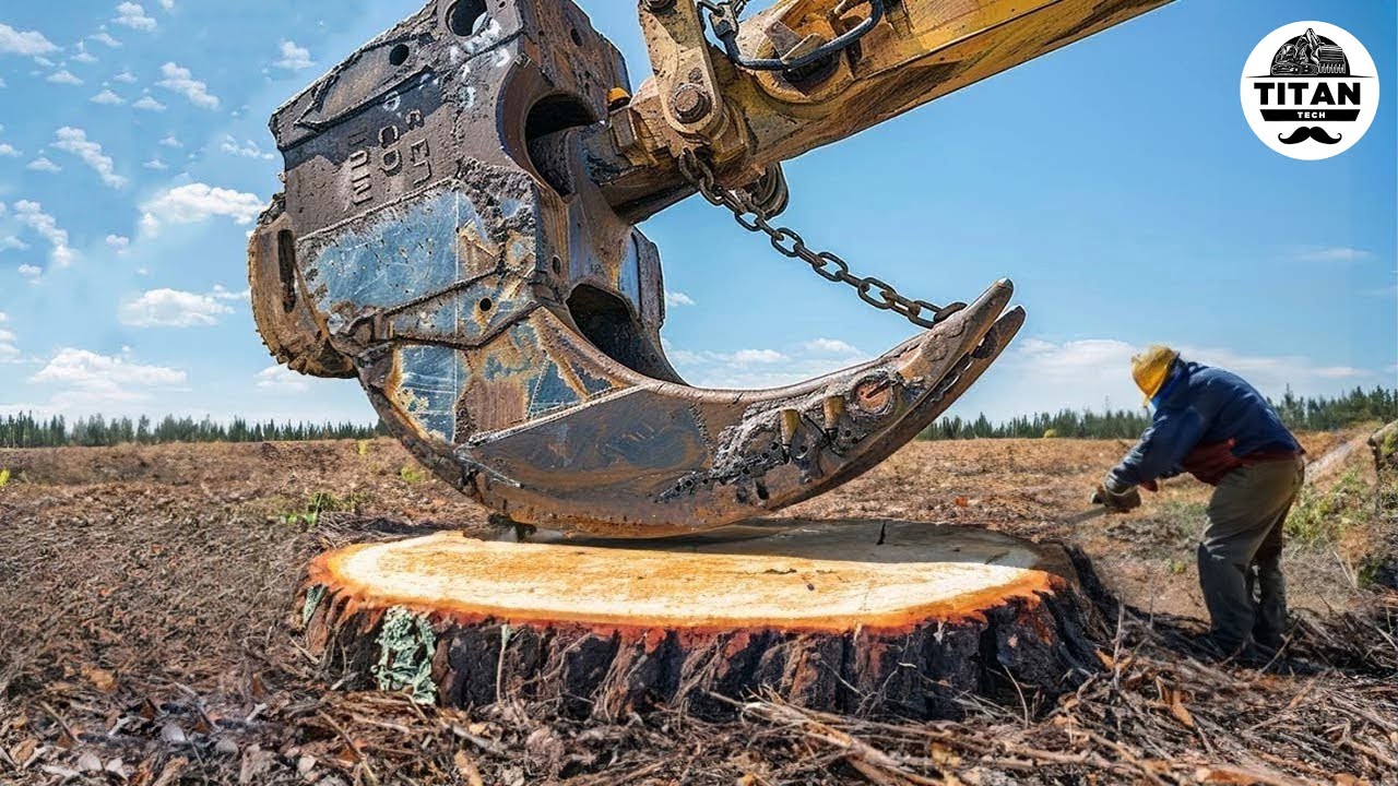 Extreme Dangerous Monster Stump Removal Excavator | Amazing Fastest Wood Chipper Machines #37
