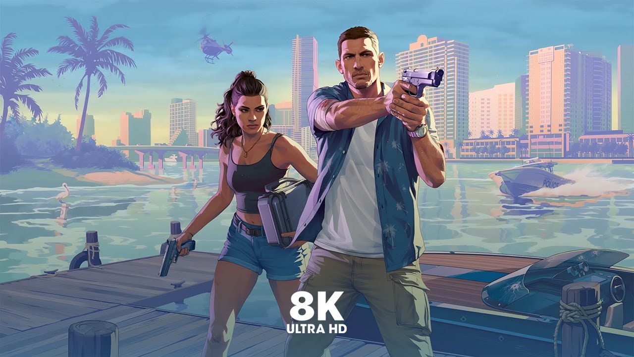 GTA VI Trailer 2 Inspired 8K Live Wallpaper 🔥 | FREE | Vice City Action in 8k 🚤🌆