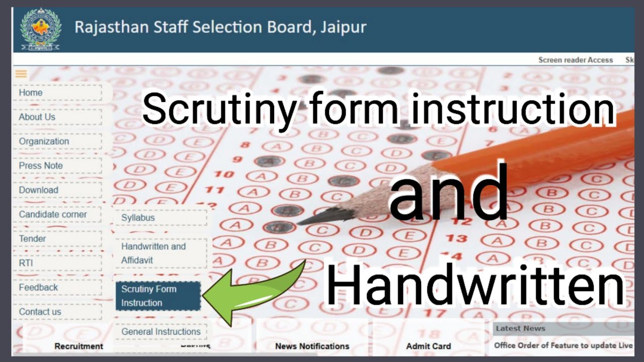 handwritten and affidavit, scrutiny form instruction, junior accountant document verification