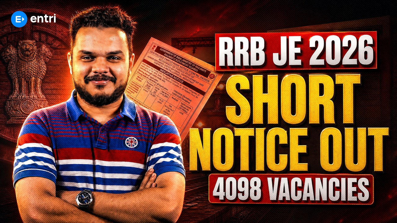 RRB JE Short Notice Out 2026  ‼️RRB JE Notification 2026 CEN 04/2026 &ndash; 4098 Vacancy, Apply Online‼️