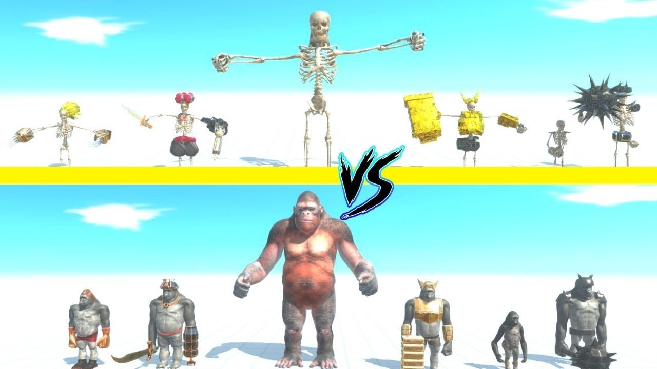 TOURNAMENT  - PRIMATES VS SKELETONS PRIMATES  -  ANIMAL REVOLT BATTLE SIMULATOR