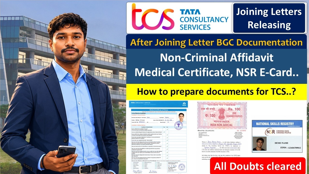 How to prepare NCA, Medical Certificate, NSR E-Card for TCS BGC Documentation | Joining updates