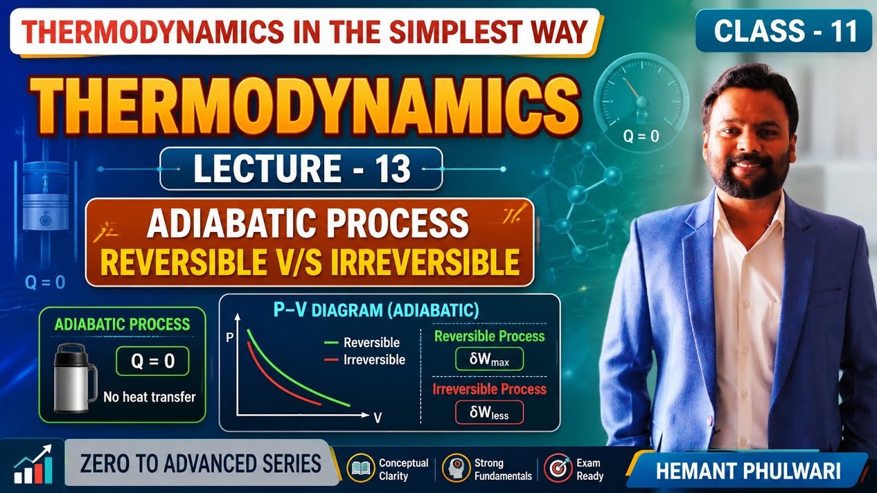 13-ADIABATIC Process – Reversible vs Irreversible | Thermodynamics | JEE Main & Advanced | HP Sir