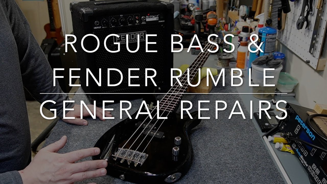 Rogue SX-100B Bass and Fender Rumble 15 Amp: Nut/String Replacement, Setup, & Pot Cleaning