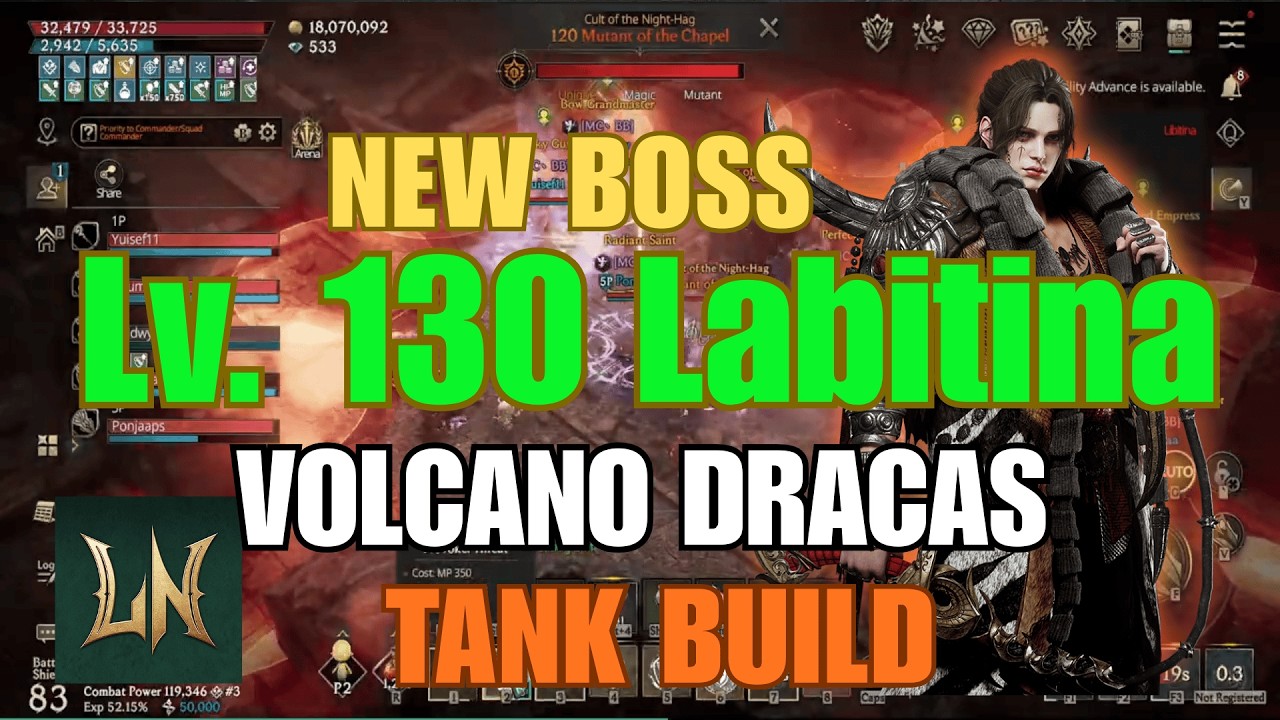 Lv. 130 Labitina Boss - Volcano Dracas - Battle Shield Tank - Lordnine Infinite Class #lordnine
