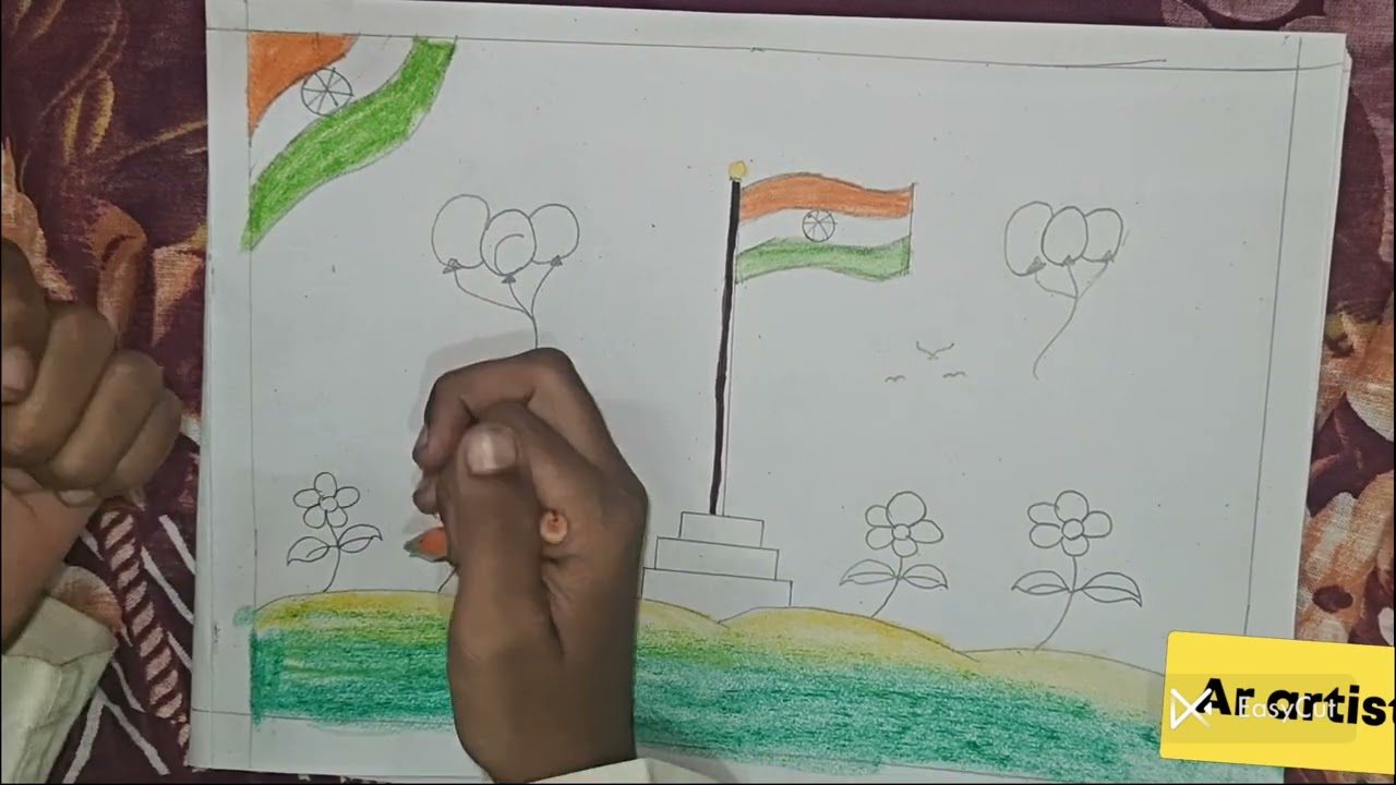 How to Draw Indian National Flag | Simple Drawing Tutorial