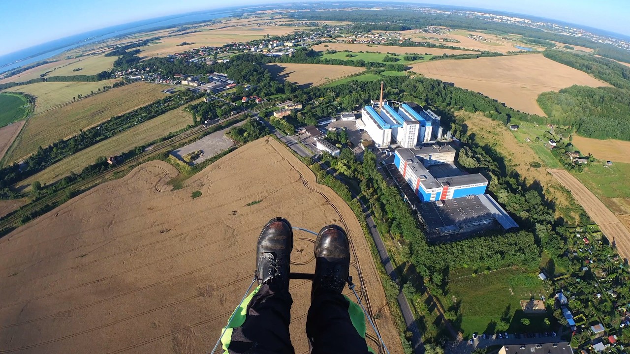 the adventure of flying from takeoff on a paramotor to landing