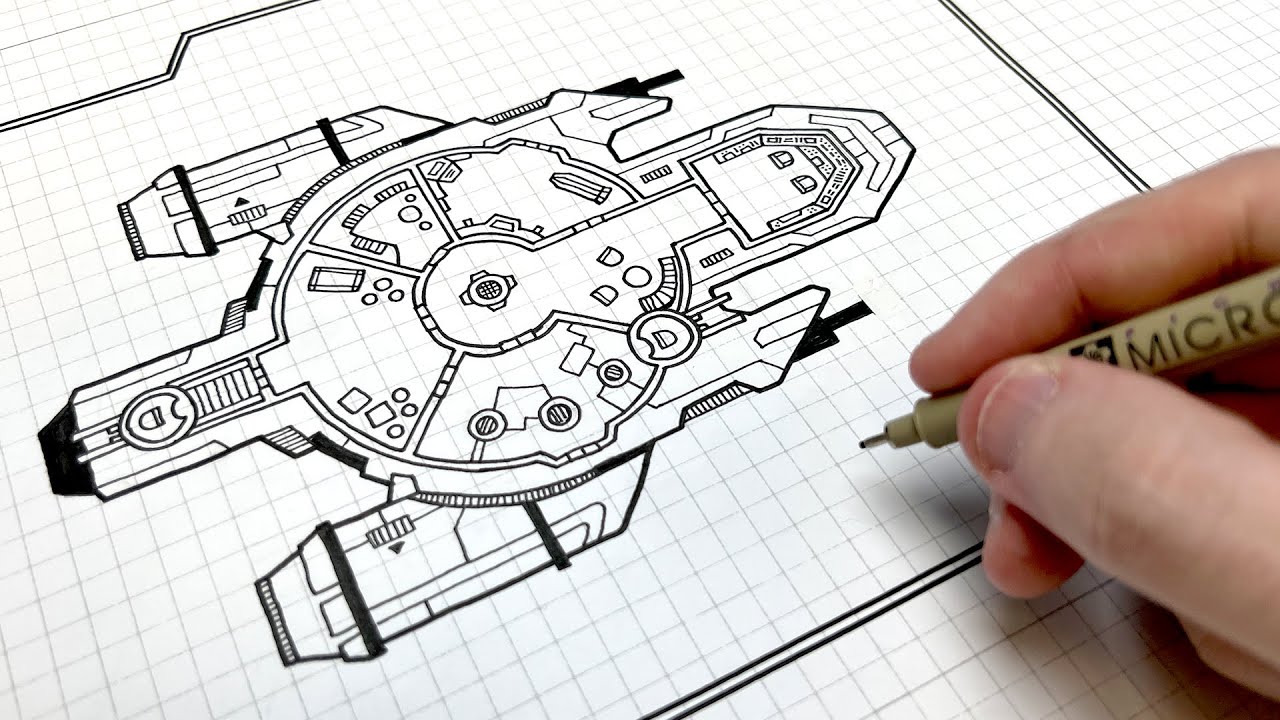 Drawing a Sci-Fi Spaceship Map!