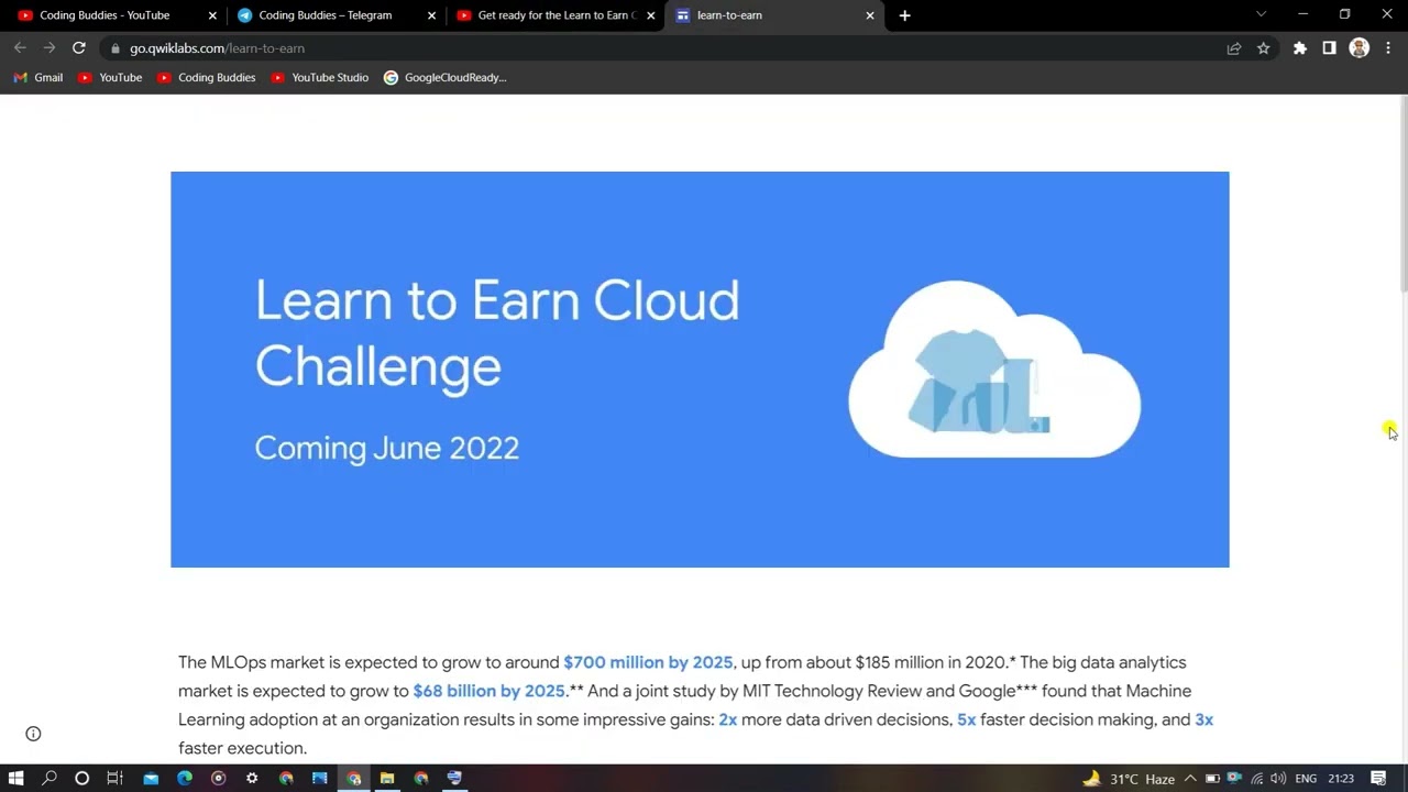 When Will Learn To Earn Cloud Challenge Start | #CodingBuddies #qwiklabs #learntoearnchallenge