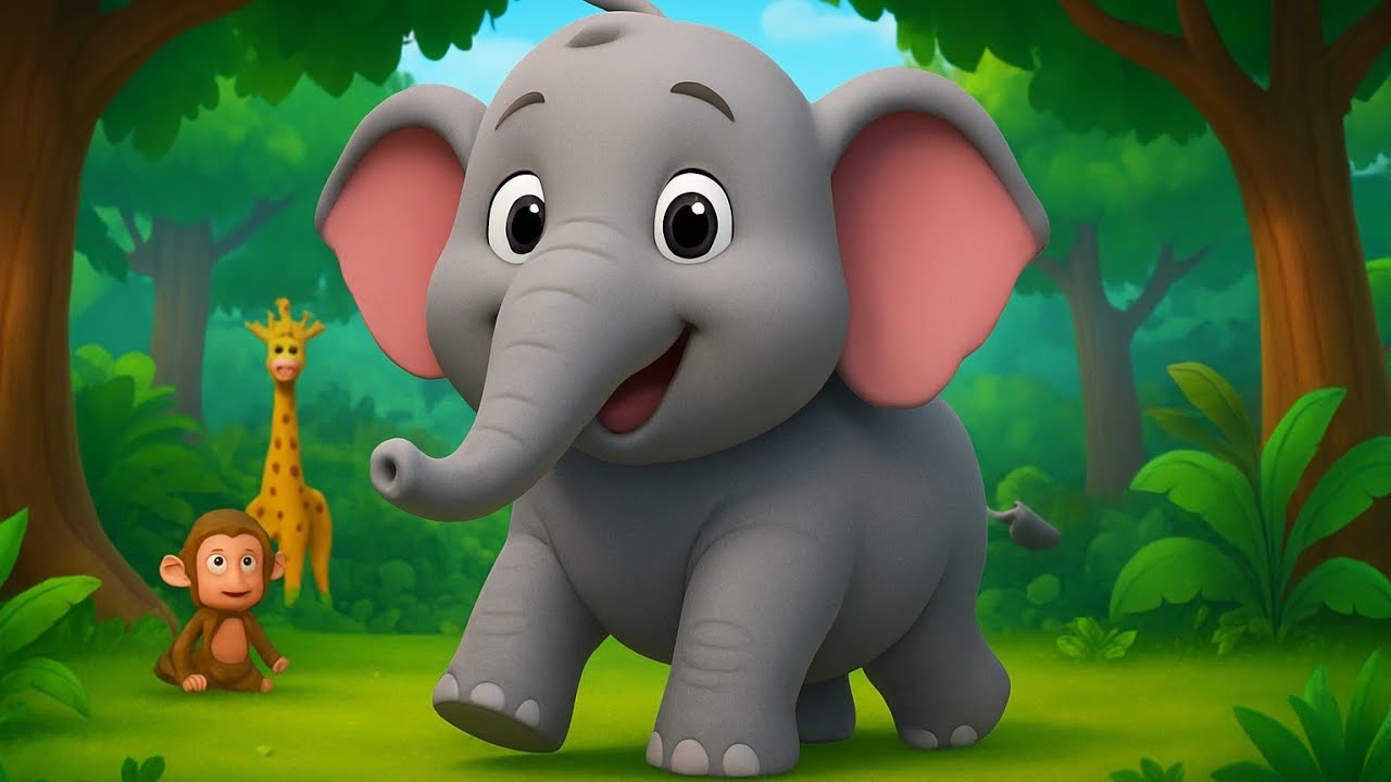 Ek Mota Hathi Jhoom Jhoom Ke Chala 🎵🐘 | Cute Elephant Cartoon Song | Hindi Rhymes for Children