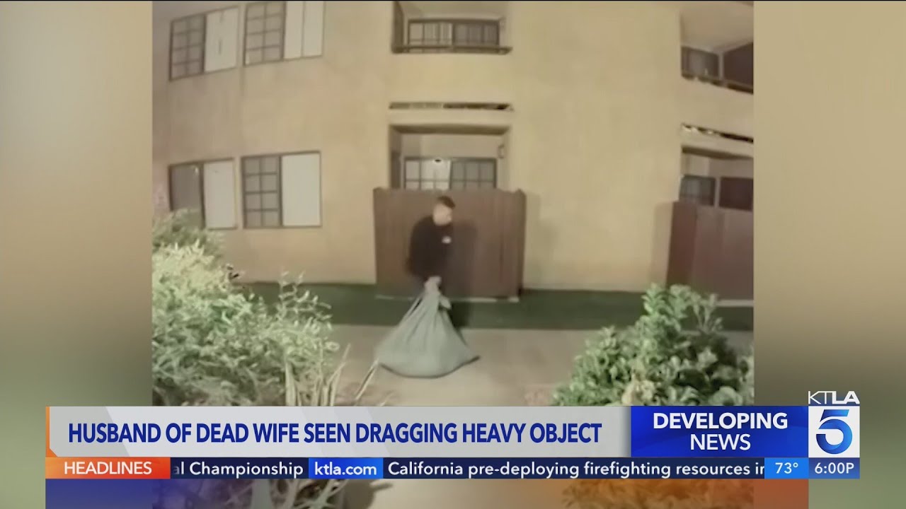 Husband of dead wife in Lancaster seen dragging large object hours before body found