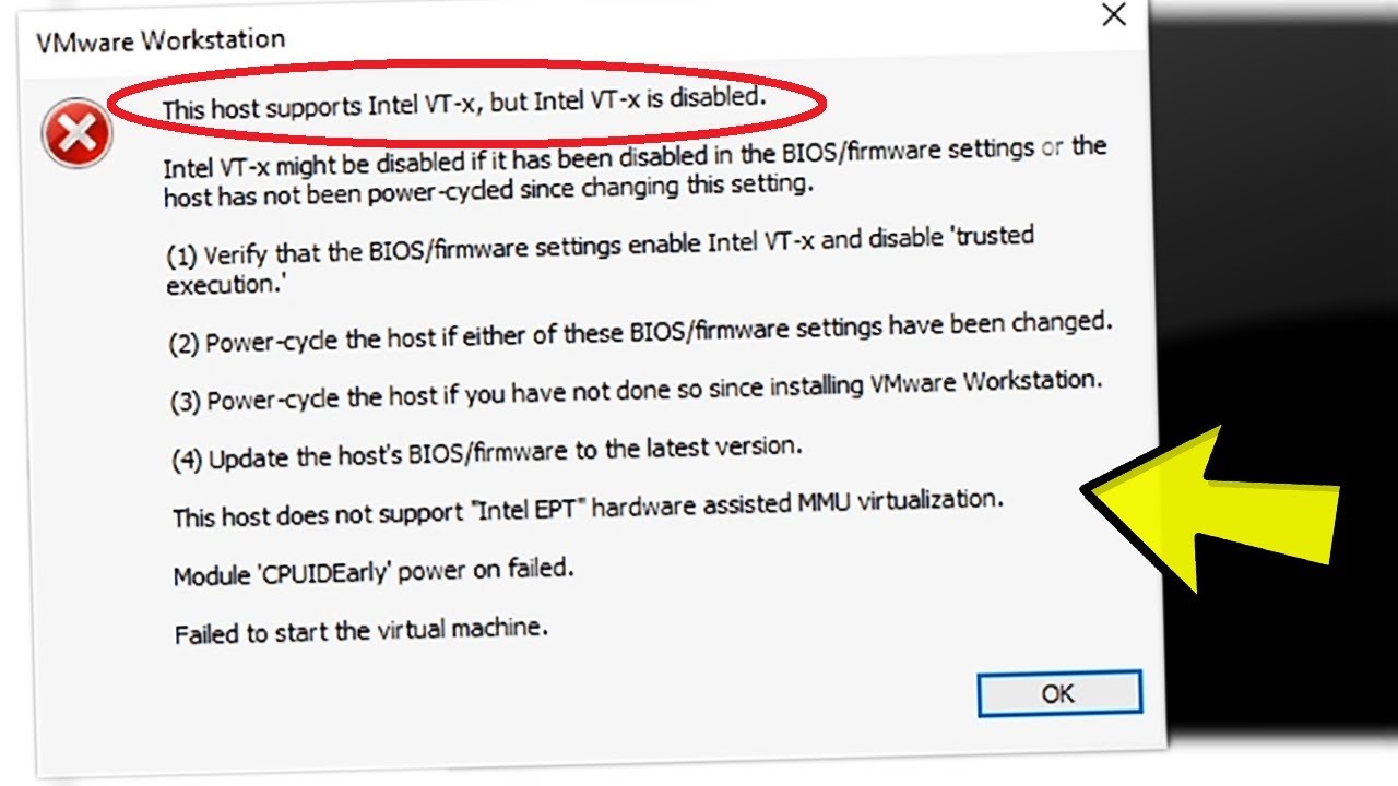 Исправление: ошибка VMware Workstation «Этот хост поддерживает Intel VT-x, но Intel VT-x отключен»