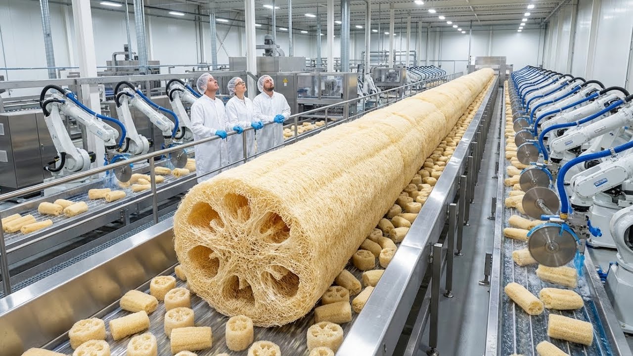 Inside a Modern Loofah Factory – From Raw Dried Gourds to Natural Sponges (Full Process)