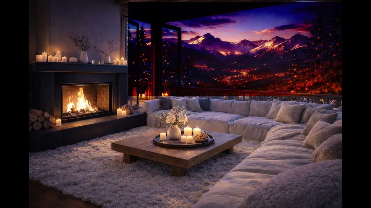 Winter night  Ambience. Deep foccus study ambience  #ambience #fireplace #asmr #ytvideos #season 