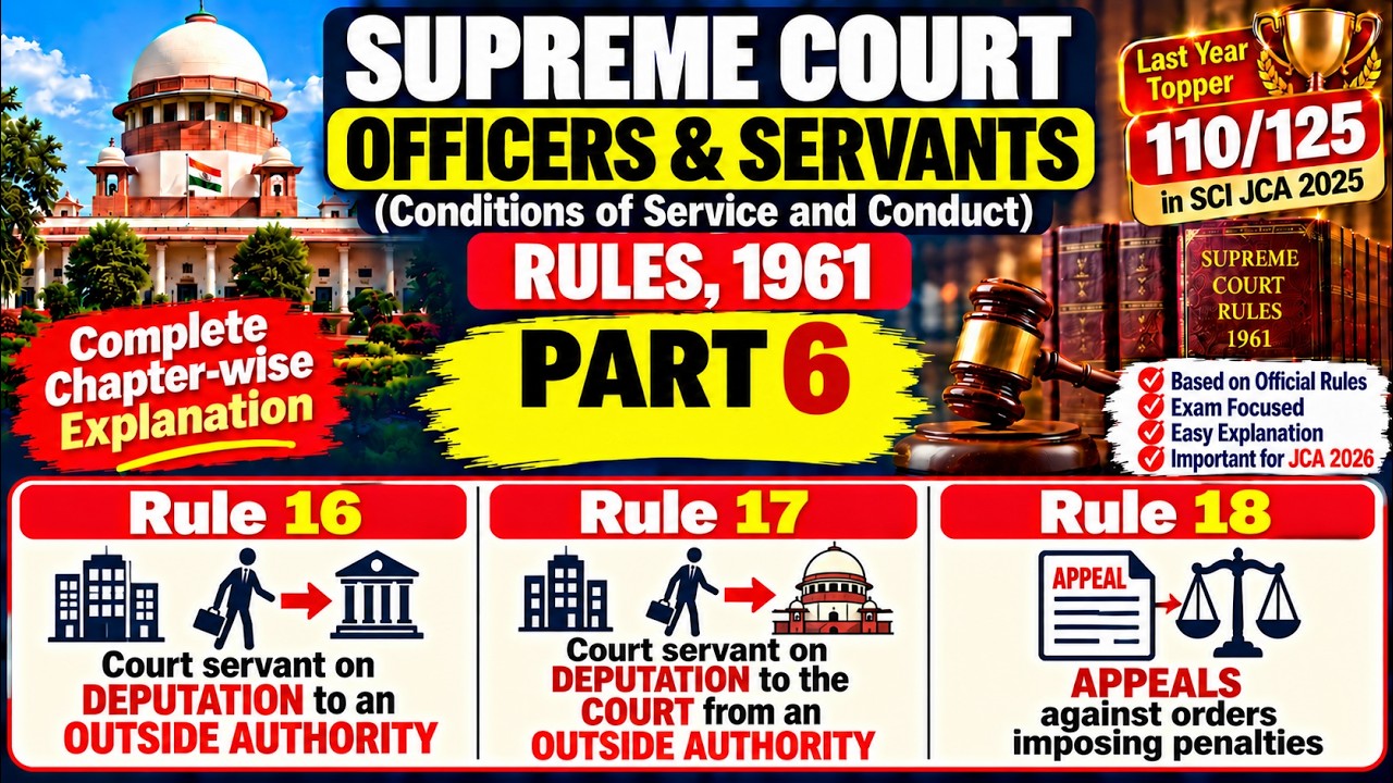 Part 6 SUPREME COURT OFFICERS & SERVANTS RULES, 1961 || Only video you need for SC, JCA 2026 exam.