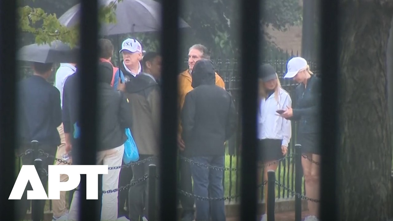 WATCH: Trump Inspects Lafayette Square Renovation During Rainy Walk in Washington | APT