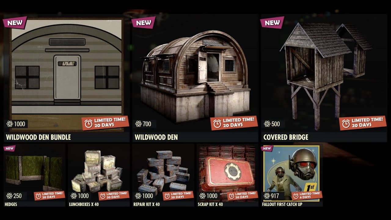 Fallout 76 - Atomic Shop Items - 9th Nov 2021 - Wildwood Den Bundle