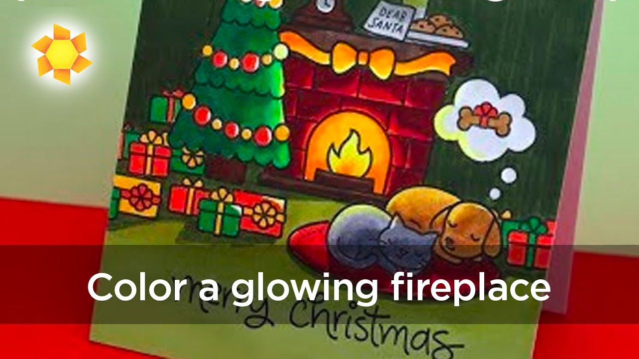 Warm Scene Christmas Coloring: Glowing fireplace