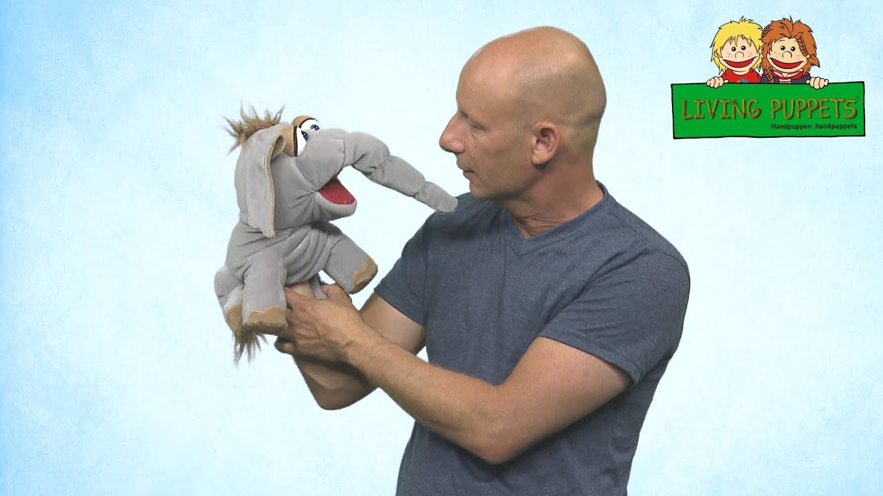 Elefant auf den Arm genommen - Living Puppets Handpuppen mit  Bauchredner  Benjamin Tomkins