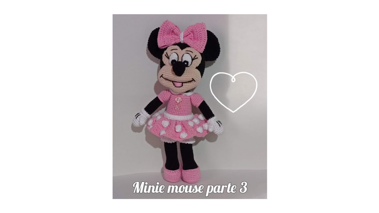 Cómo hacer a Minie mouse amigurumi parte 3 de 4