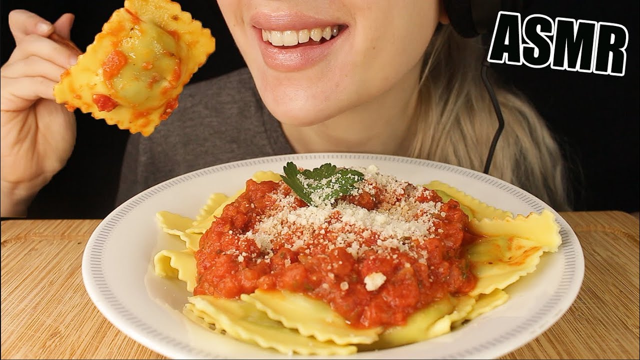 ASMR PASTA RAVIOLI SPINACH + CHEESE ITALIAN FOOD MUKBANG EATING SOUNDS No Talking 먹방 Kasmia ASMR