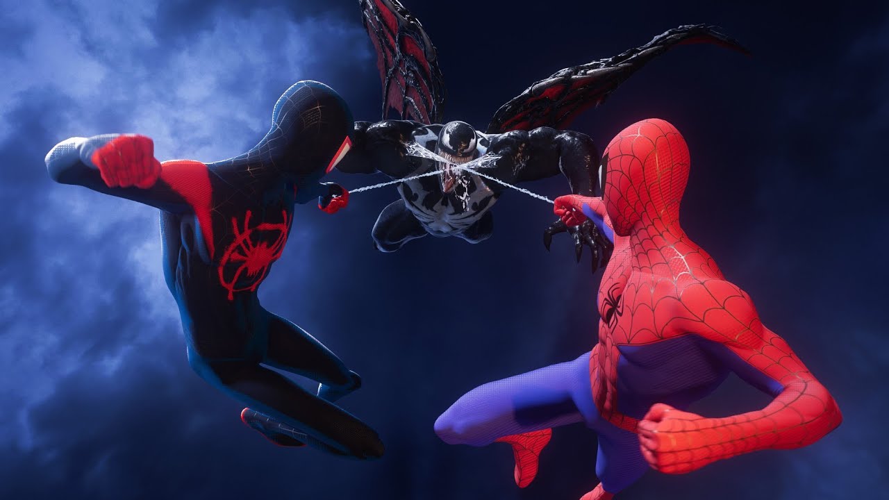 Marvel's Spider-Man 2 into the spider-verse peter B parker & miles vs venom