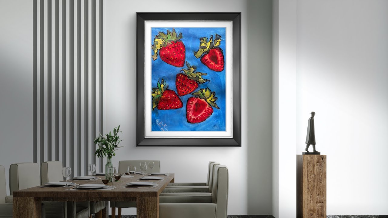How to Paint Strawberries with Gouache | Loosely Painted | HIMI Gouache Paint | Easy to Paint #art 