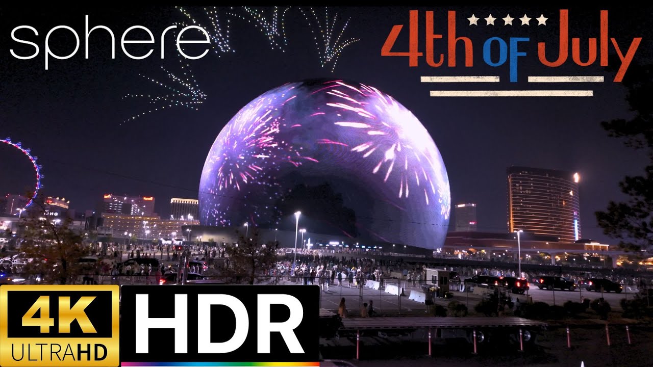 [4K HDR] Watch MSG Sphere & Drone Show Dazzle Las Vegas on July 4th!