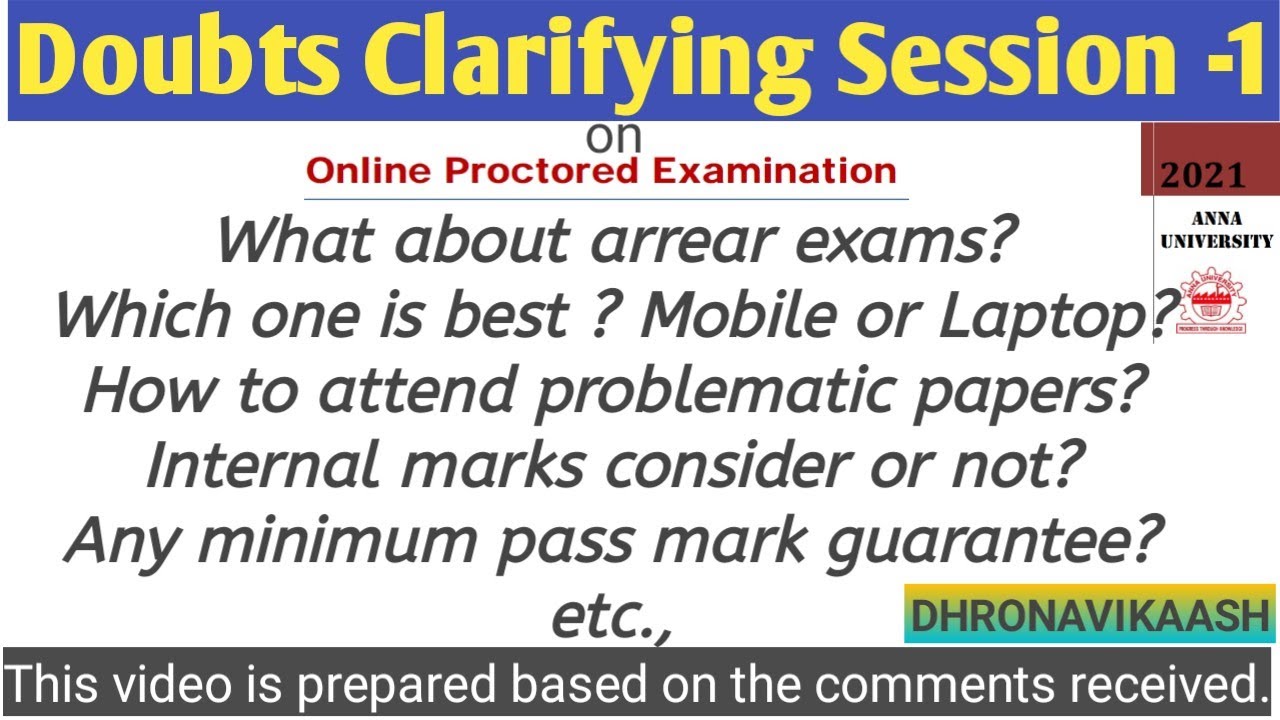 Minimum pass mark guarantee in online exam? |Doubts Clarifying Session -1| Anna Univ| Dhronavikaash