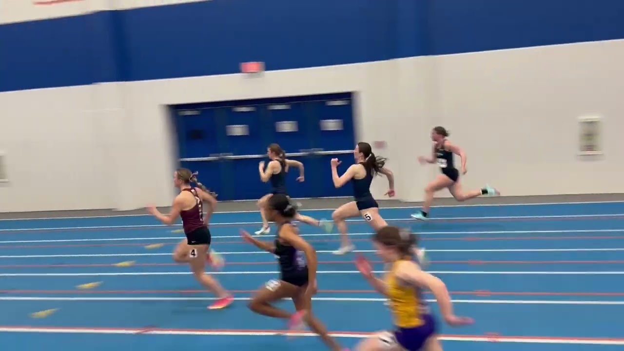 2026 UWEC indoor conference women’s 60m Schueller, Loney 