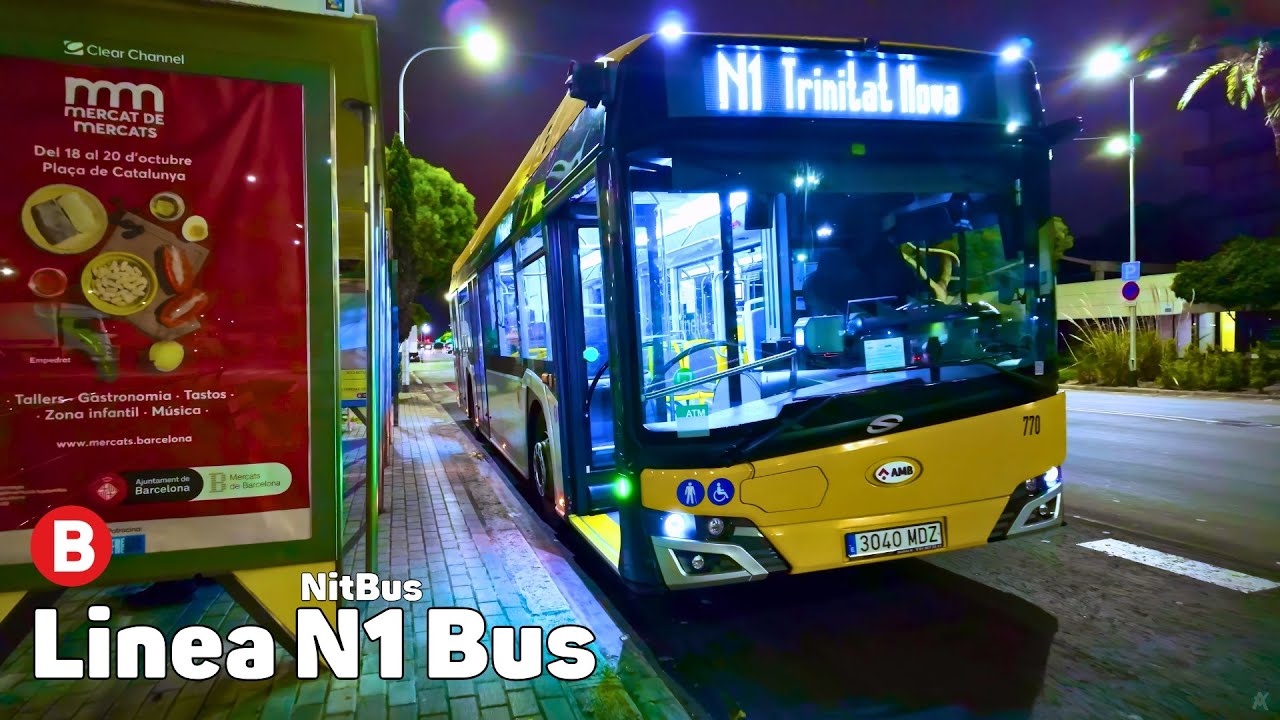 Линия N1 - Nit Bus - Барселона, Испания - Полное путешествие
