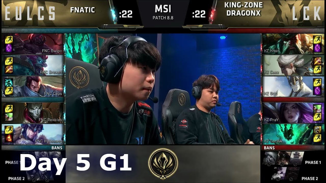 Fnatic vs Kingzone DragonX | Day 5 LoL MSI 2018 Main Event Group Stage | FNC vs KZ