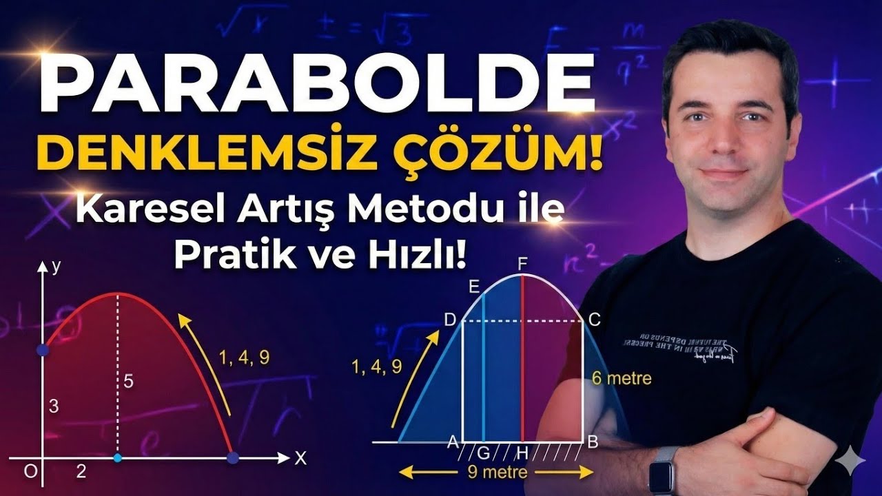 PARABOLDE AZ BİLİNEN BİR YÖNTEM.KARESEL ARTIŞ.PARABOLÜN DENKLEMİNİ YAZMADAN YAPILAN PRATİK YÖNTEM.
