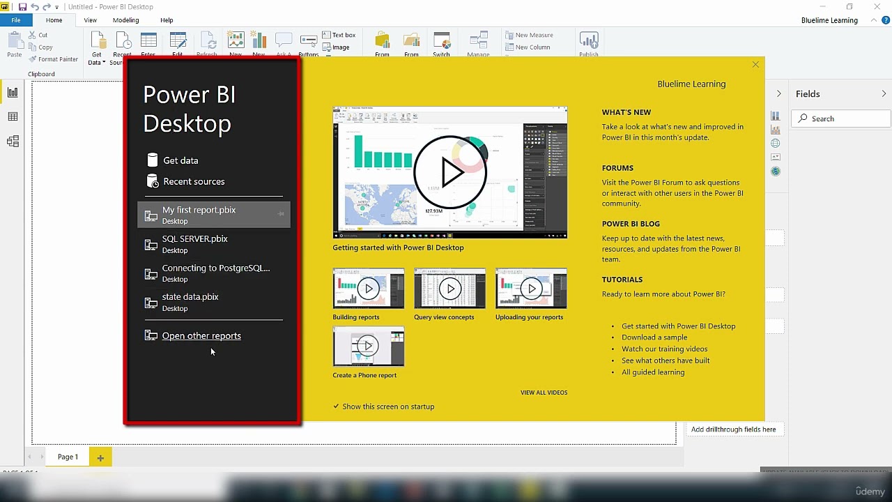 57. Power BI Desktop Tour