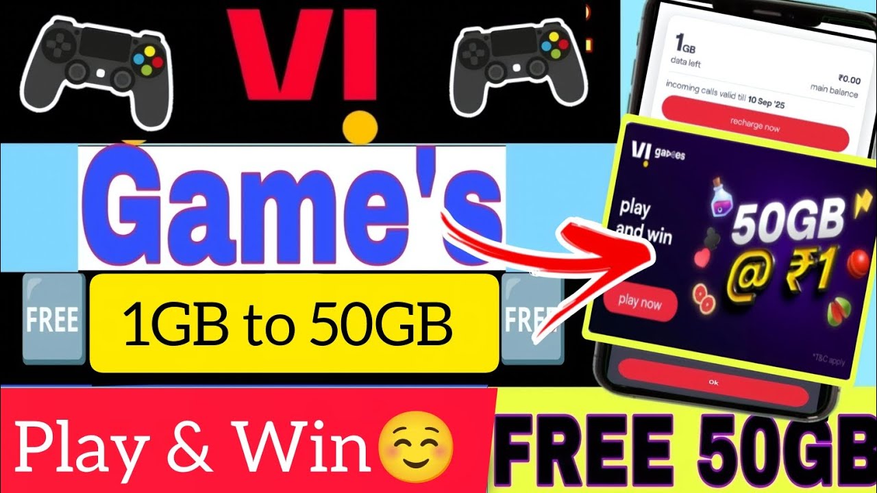 Vi Game's Play & Win 1GB to 50GB Free Data🔥| Vi play & win 50GB data | Vi game's | vi free data! 