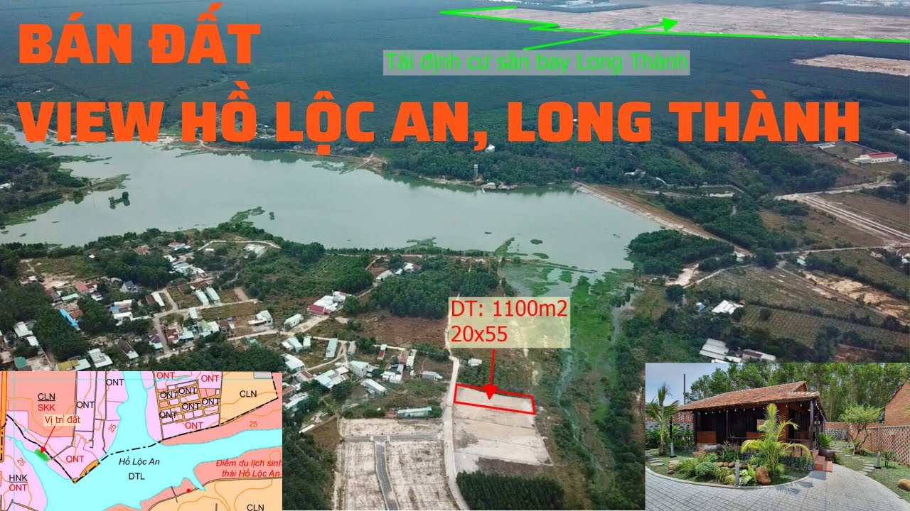 Hàng hiếm 1sào đất vườn  trực diện hồ Lộc An, Quy Hoạch hồng đường 6m  xã Lộc An Long Thành.