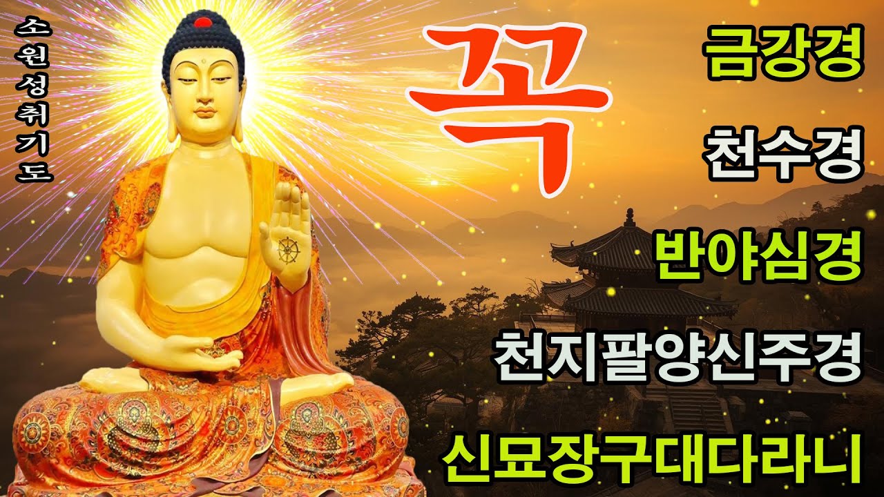 하루 1번만 들어라, 소원이 이루어지고 대운, 재물, 성공, 건강, 부자, 행복, 인생이 바뀌는 불경 🙏 금강경, 천수경, 신묘장구대다라니, 지장보살 정근, 약사여래불 정근