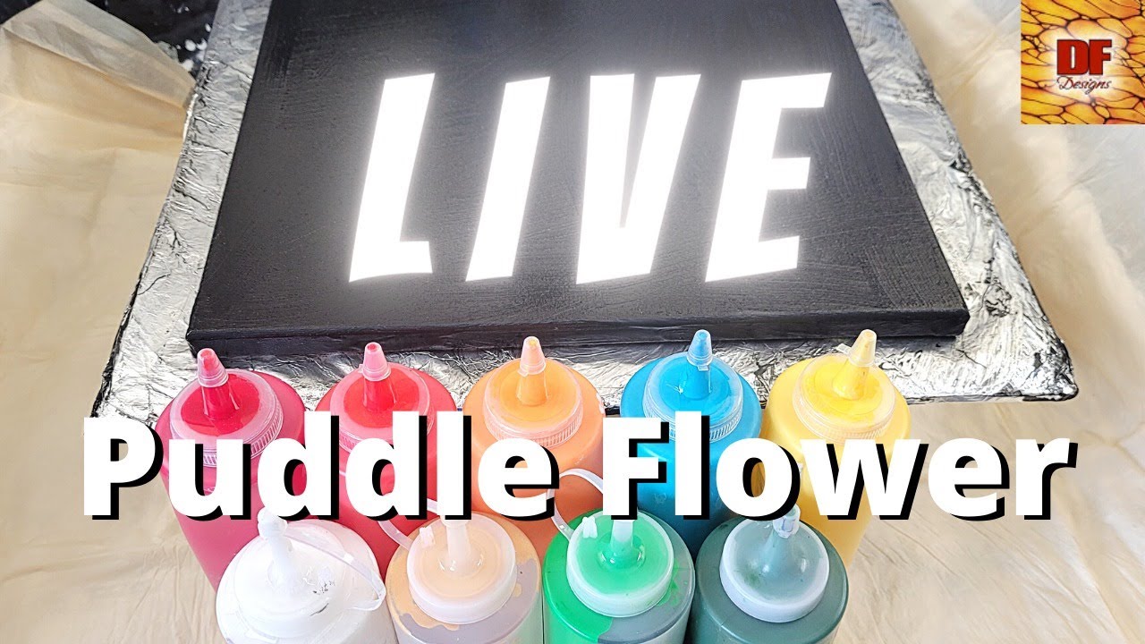 Puddle Flower Fiona Style With No Cup Beginners Tutorial | Acrylic Pouring