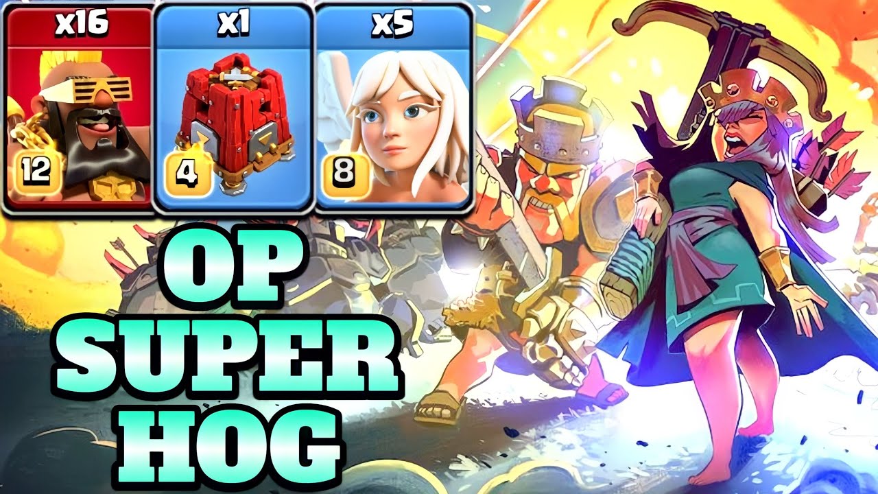 Th15 Super Hog Rider Attack Strategy With Siege Barracks!! 5 Healer + 16 Super Hog - Clash of Clans