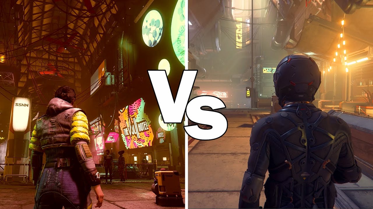 Starfield Neon City Comparison to Star Citizen Area 18