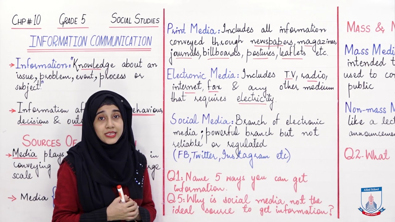 Class 5 - Social Studies - Chapter 10 - Lecture 1Sources of Information - Allied Schools