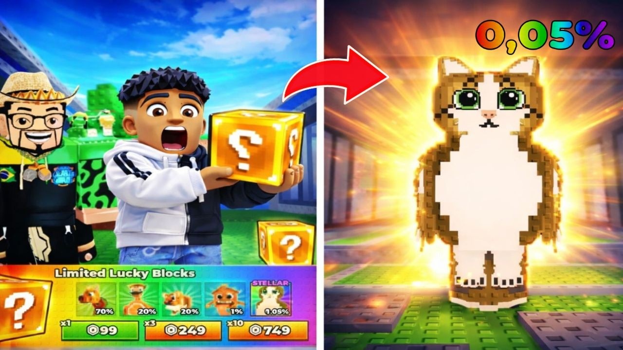 ABRI MUITAS LUCKY BLOCKY PARA PEGAR O MEOWL NO JOGO DO LUAN CLASH WAR LABORATÓRIO BRAINROT