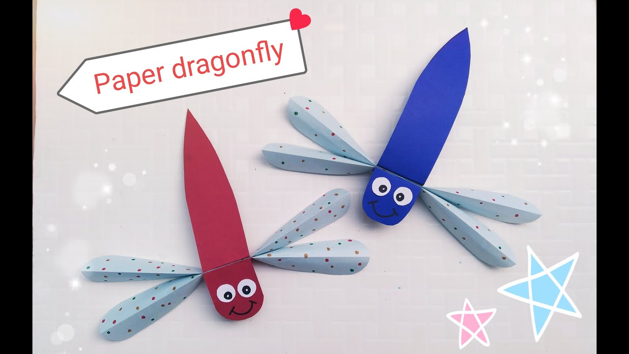Paper dragonfly craft. How to Make a paper dragonfly. Step-by-step tutorial. Fun craft for kids
