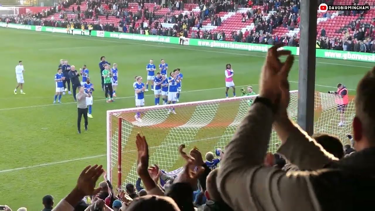 BLUES FANS, MANAGER AND PLAYERS CELEBRATE TOGETHER: Full-time scenes at Lincoln City