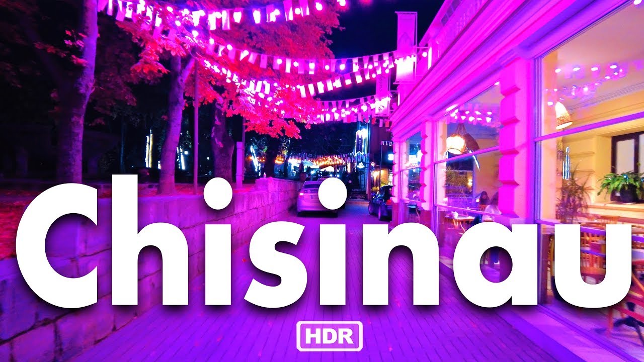 4K Ultra HDR - Chisinau night walking tour, Moldova, November 11 2023