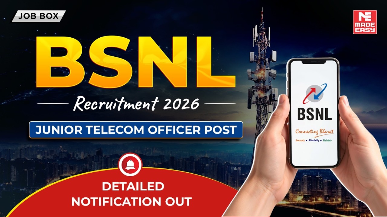 BSNL JTO Recruitment 2026 | Full Notification, Eligibility, Exam Pattern & Salary!